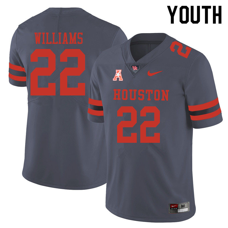 Youth #22 Damarion Williams Houston Cougars College Football Jerseys Sale-Gray
